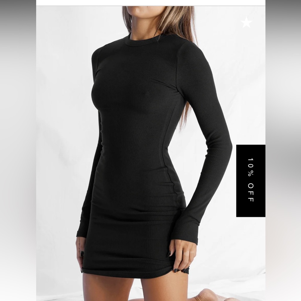 All Things Golden Ribbed LS Dress